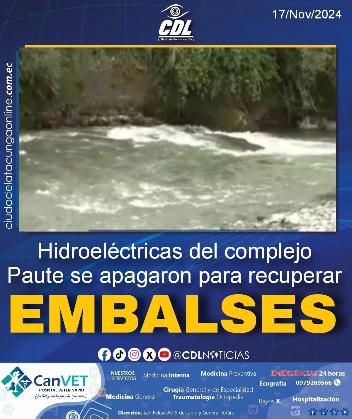 Las hidroeléctricas del complejo Paute se apagaron para recuperar embalses