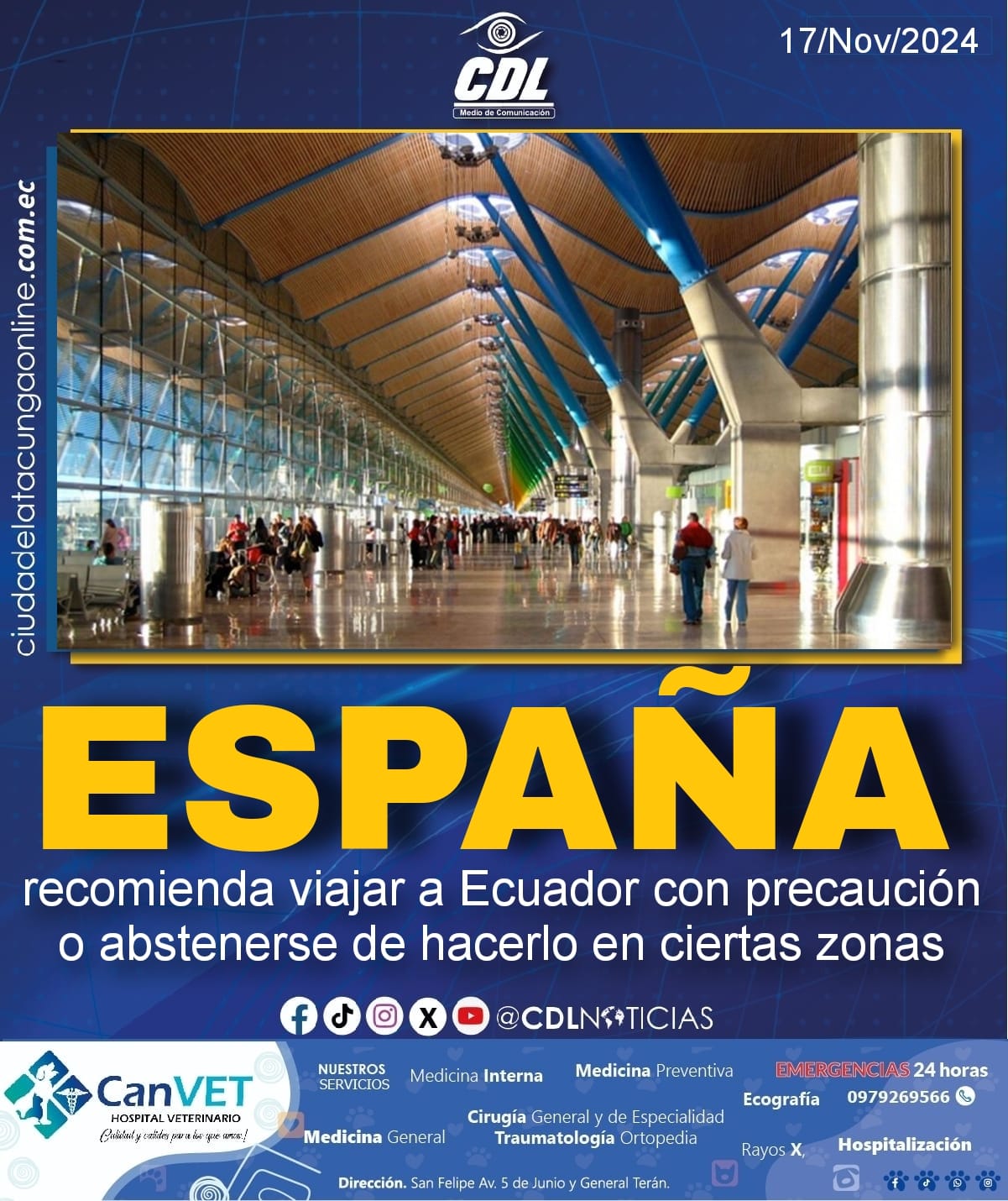 España recomienda viajar a Ecuador con precaución o abstenerse de hacerlo en ciertas zonas