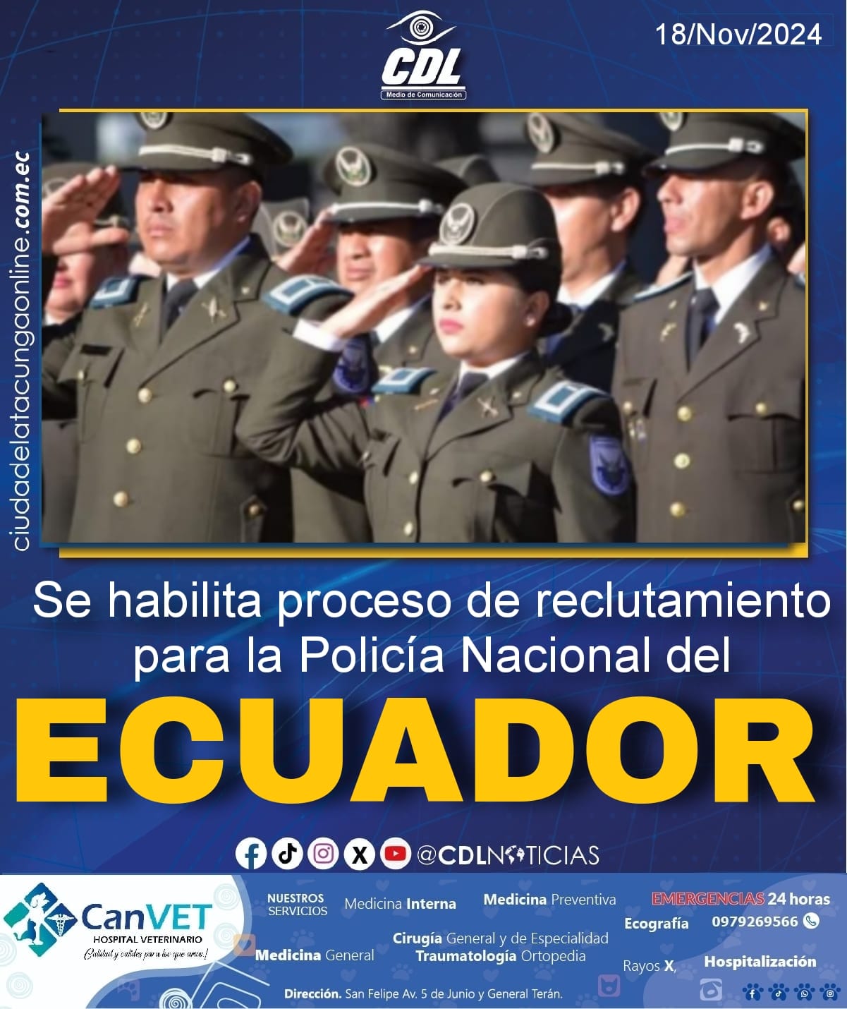 Se habilita proceso de reclutamiento para la Policía Nacional del Ecuador