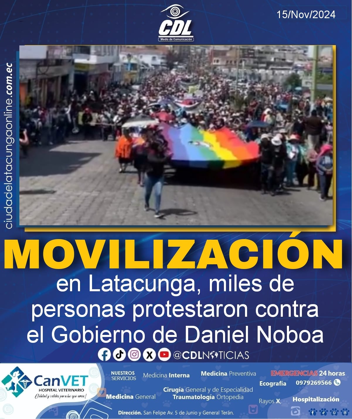 Movilización en Latacunga, miles de personas protestaron contra el Gobierno de Daniel Noboa
