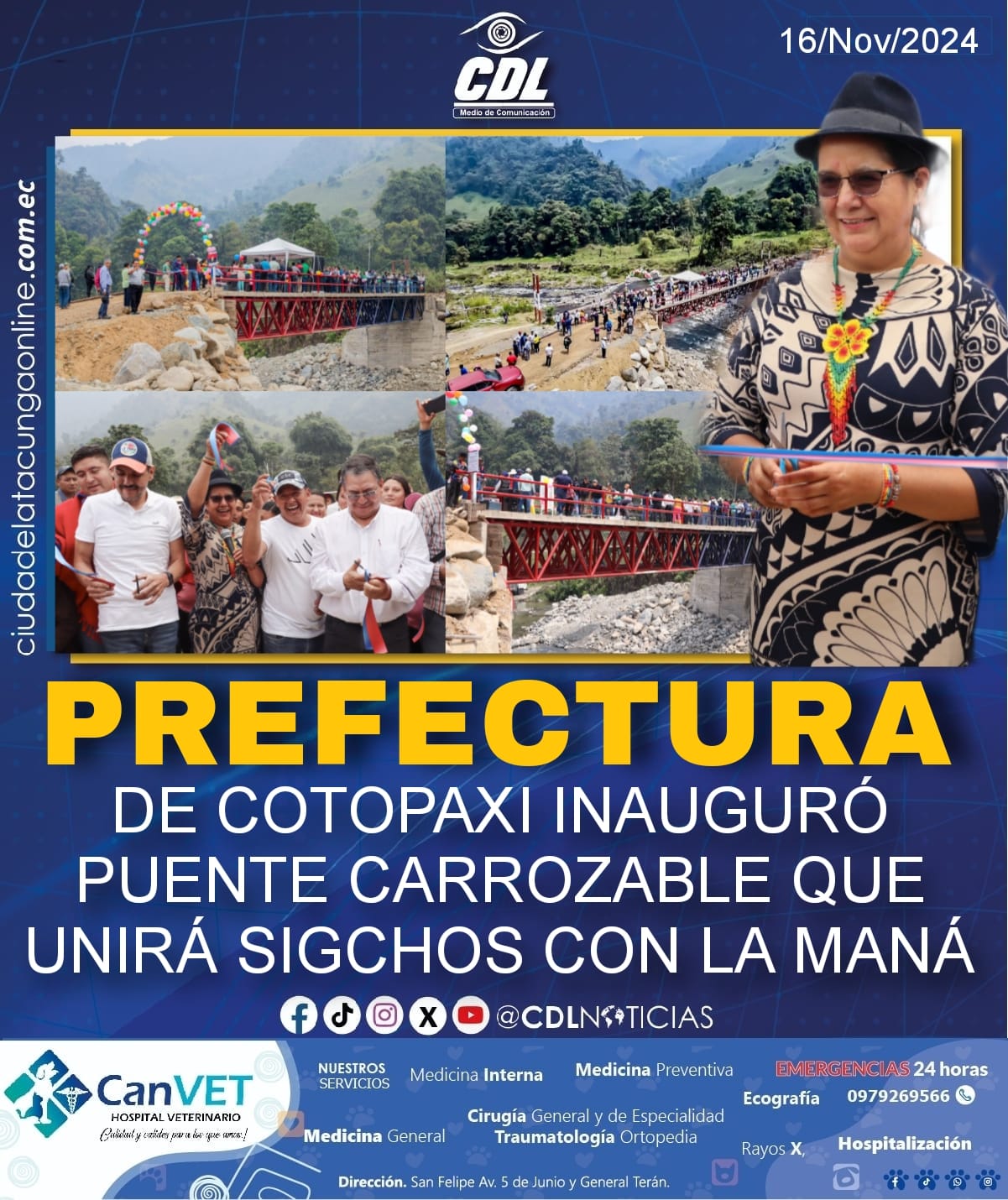 PREFECTURA DE COTOPAXI INAUGURÓ PUENTE CARROZABLE QUE UNIRÁ SIGCHOS CON LA MANÁ