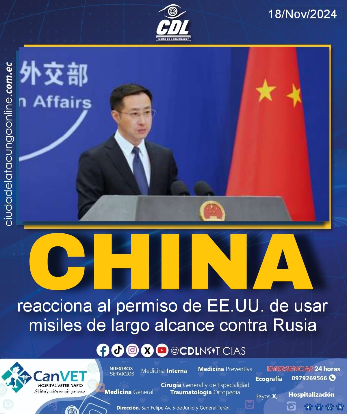 China reacciona al permiso de EE.UU. de usar misiles de largo alcance contra Rusia