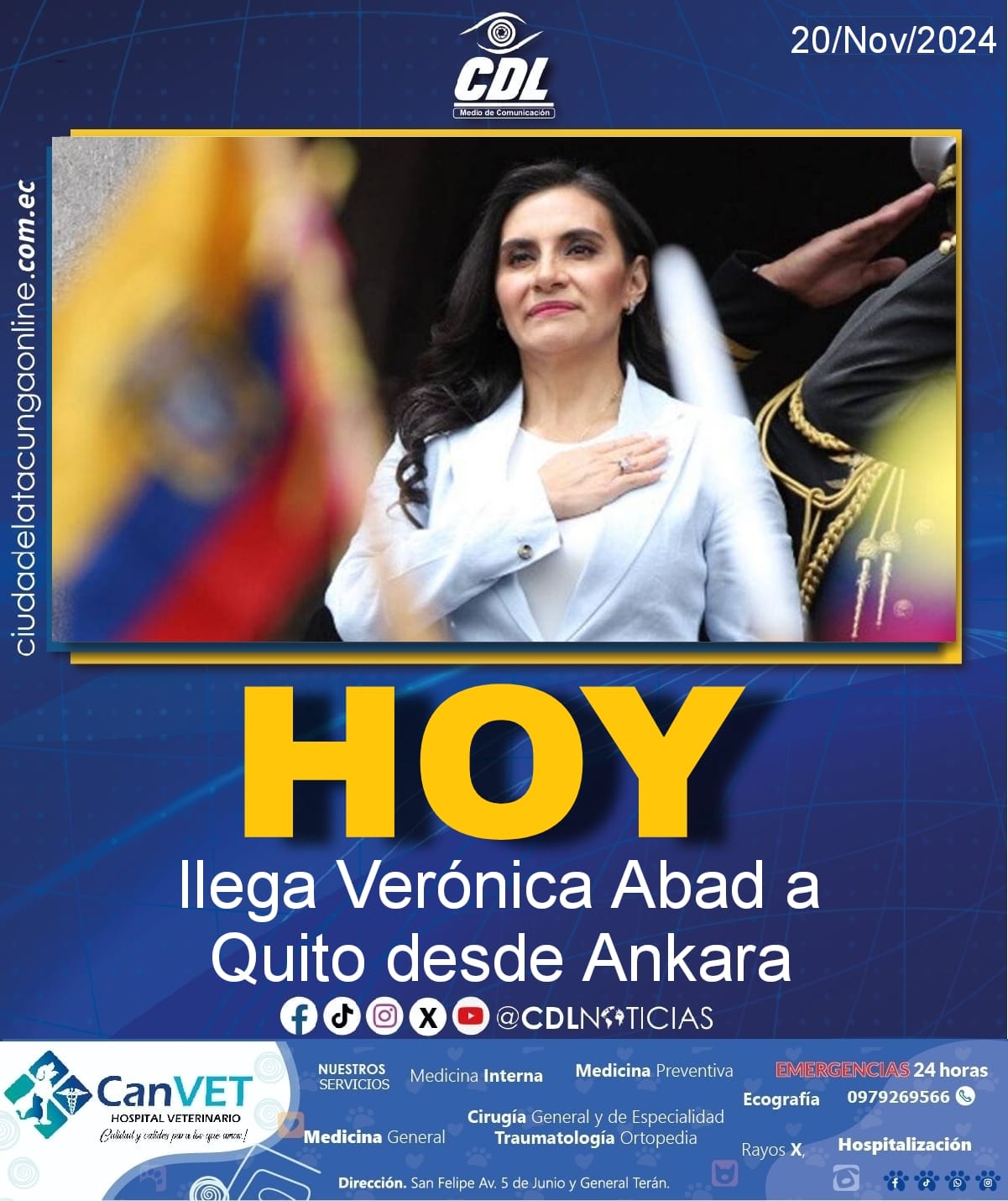 Hoy llega Verónica Abad a Quito desde Ankara