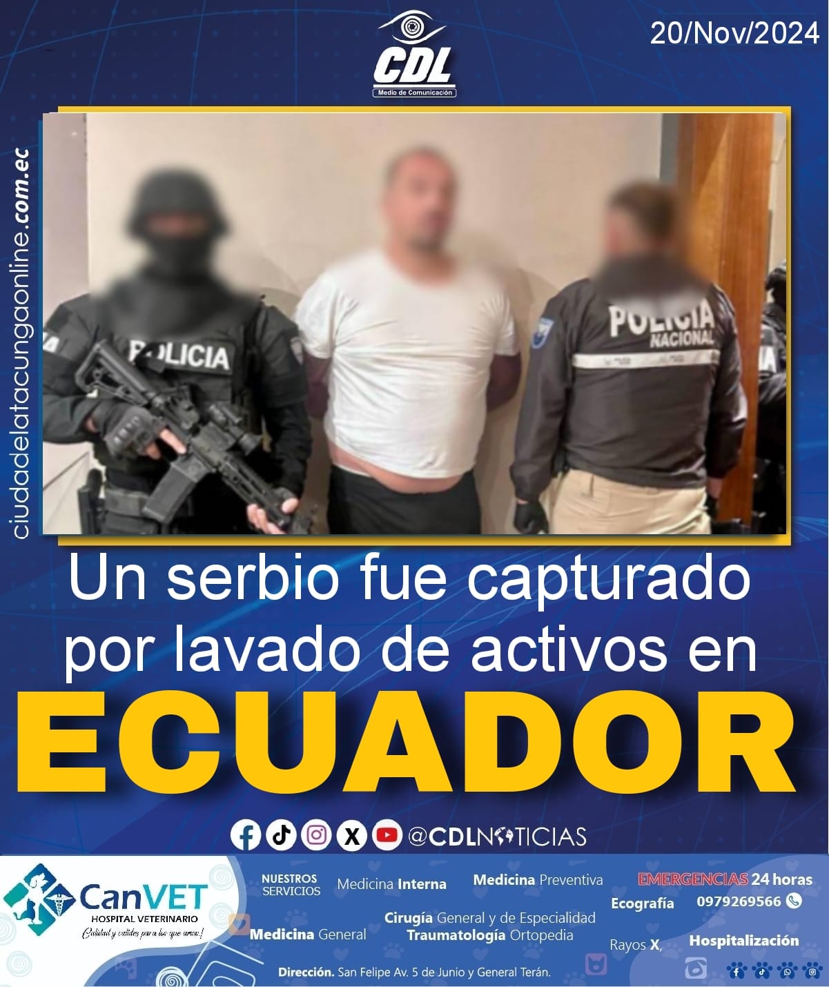Un serbio fue capturado por lavado de activos en Ecuador
