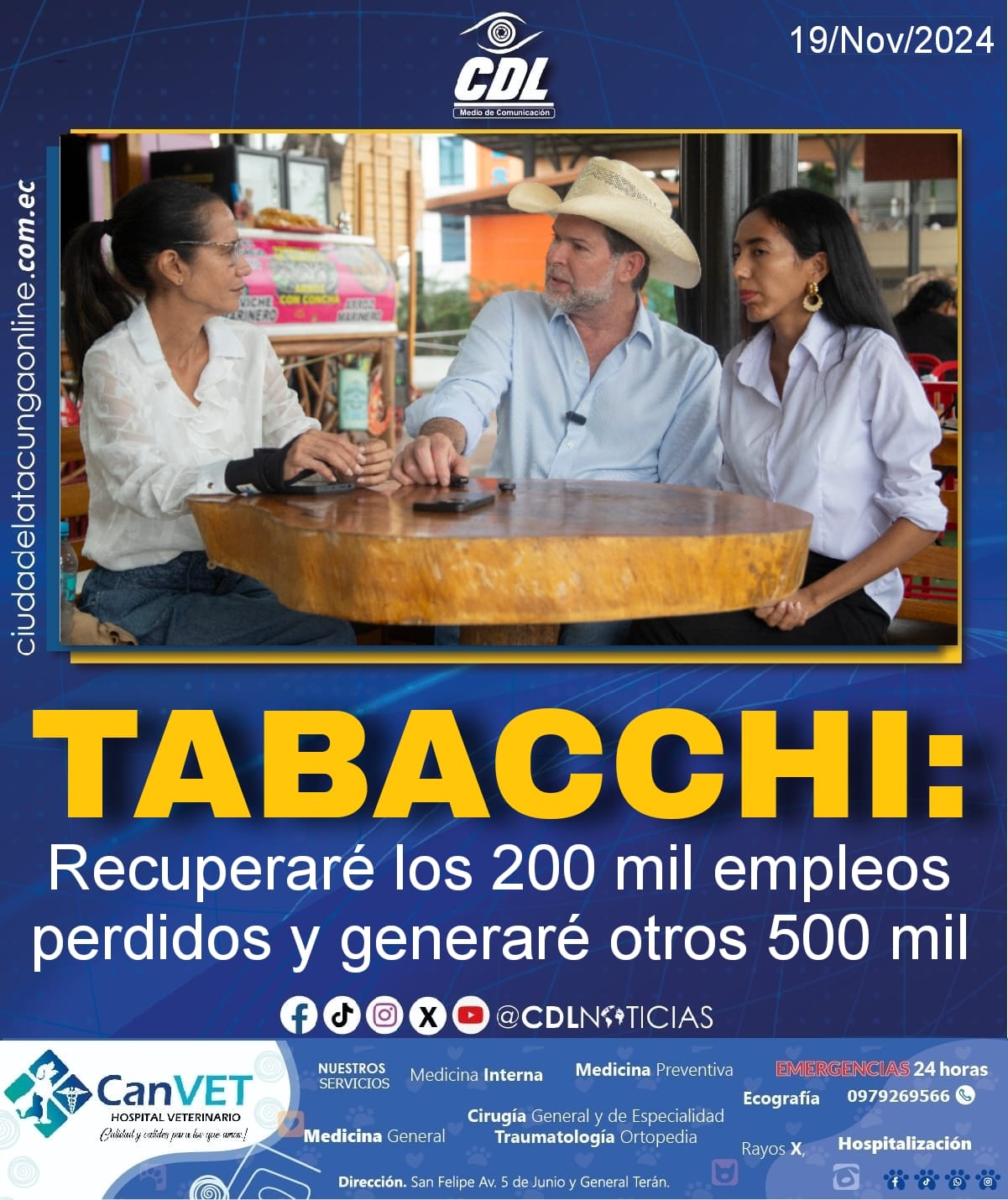 Tabacchi: Recuperaré los 200 mil empleos perdidos y generaré otros 500 mil