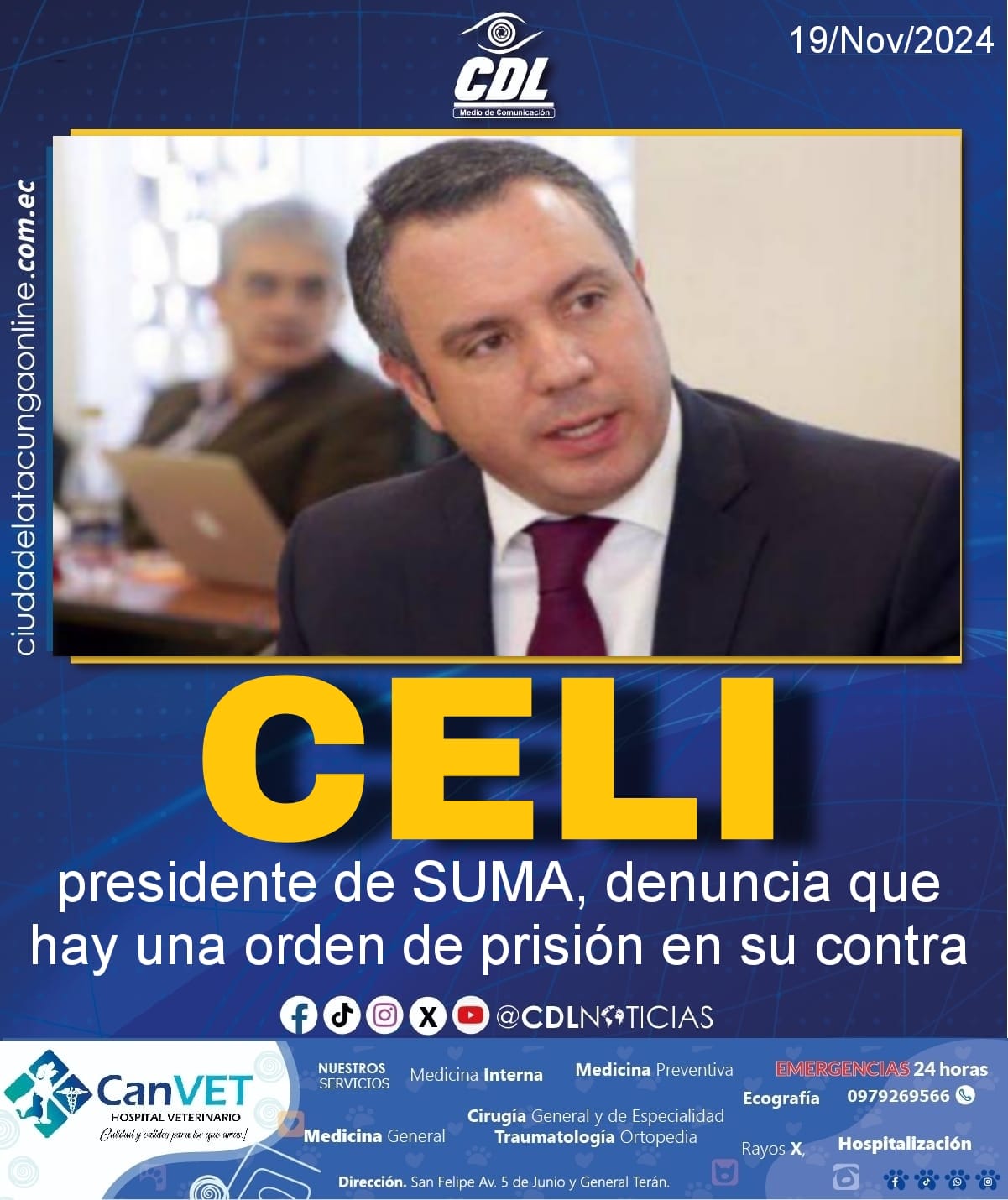 Guillermo Celi, presidente de SUMA, denuncia que hay una orden de prisión en su contra