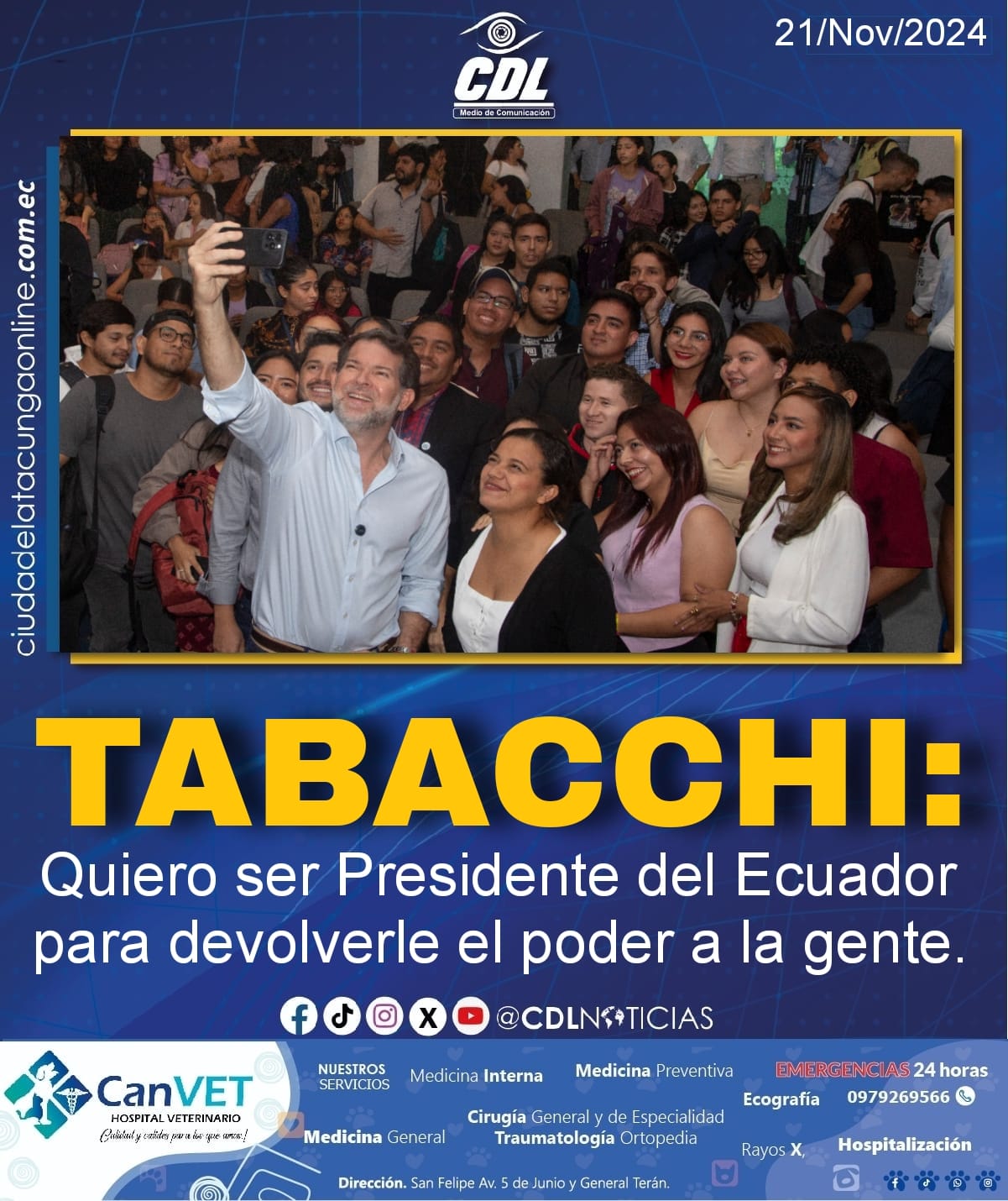 Tabacchi : Quiero ser Presidente del Ecuador para devolverle el poder a la gente