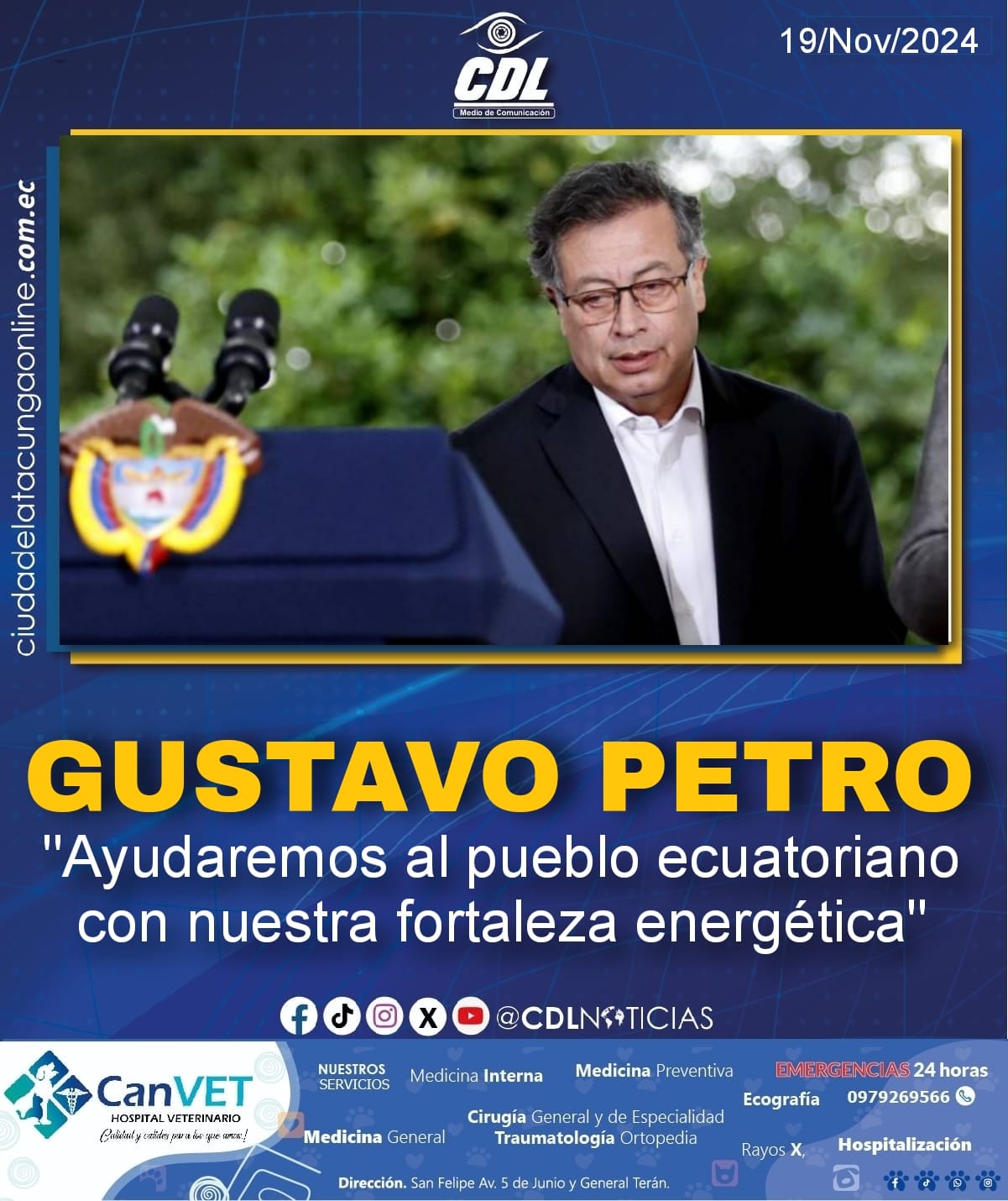 Gustavo Petro: «Ayudaremos al pueblo ecuatoriano con nuestra fortaleza energética»