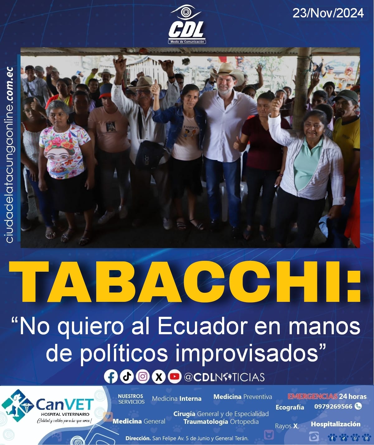 Tabacchi: “No quiero al Ecuador en manos de políticos improvisados”
