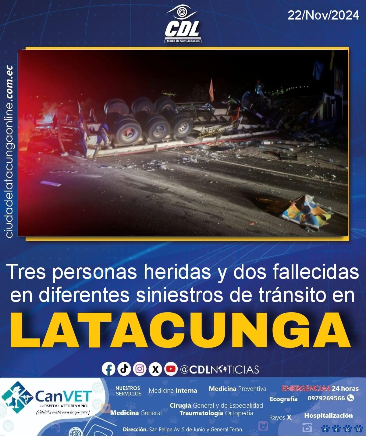 Tres personas heridas y dos fallecidas en siniestros de tránsito en Latacunga