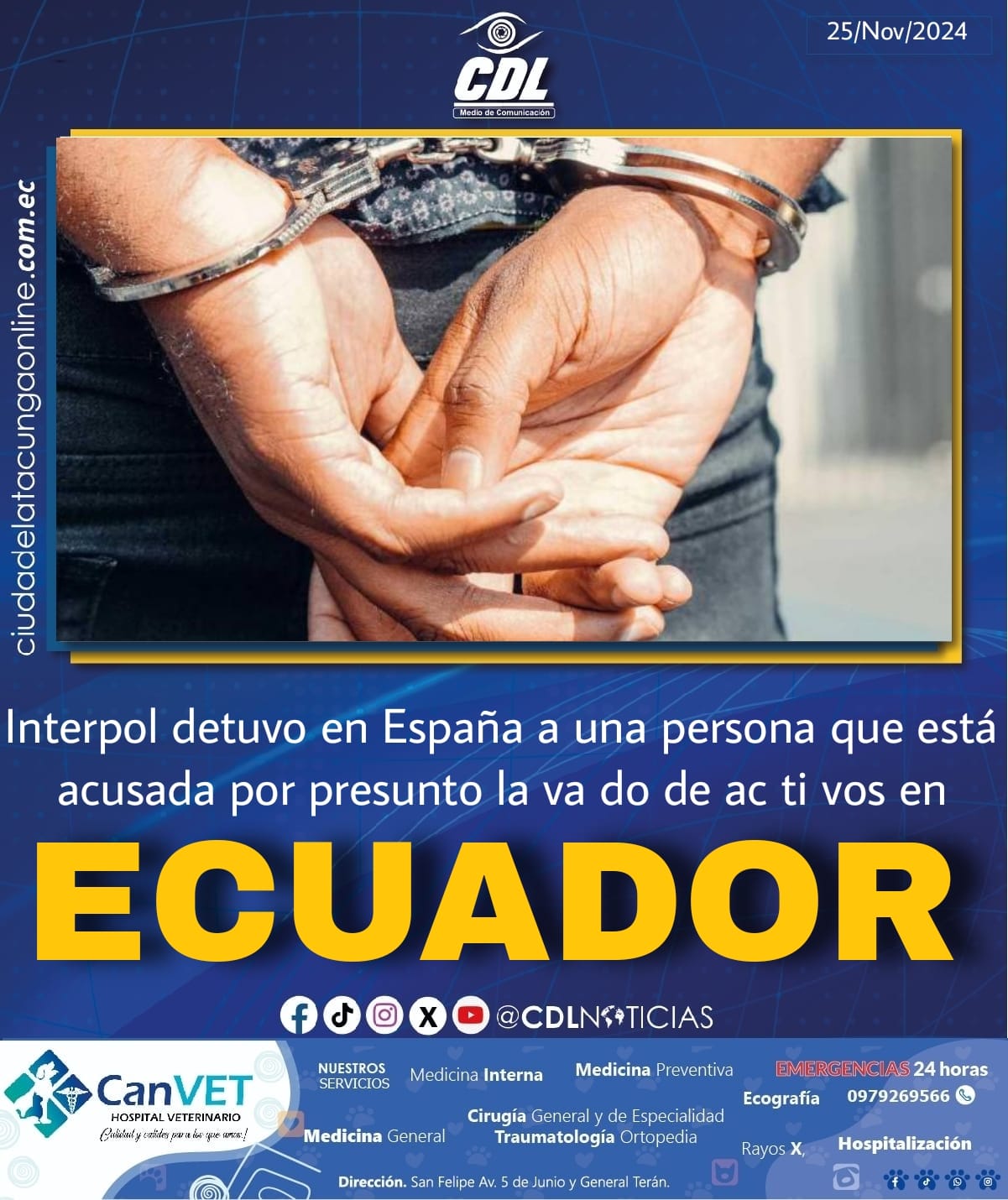 Interpol detuvo en España a una persona que está acusada por presunto la va do de ac ti vos en Ecuador