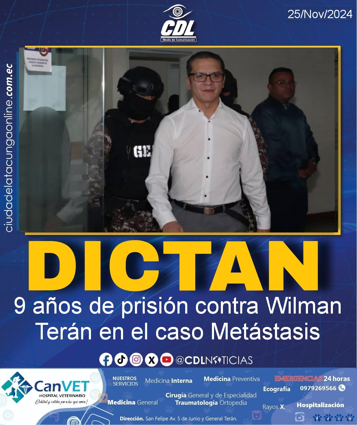 Dictan 9 años de prisión contra Wilman Terán en el caso Metástasis