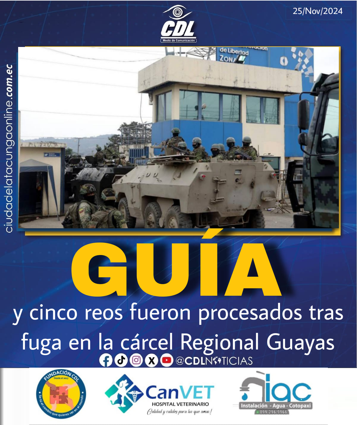 Un guía y cinco reos fueron procesados tras fuga en la cárcel Regional Guayas