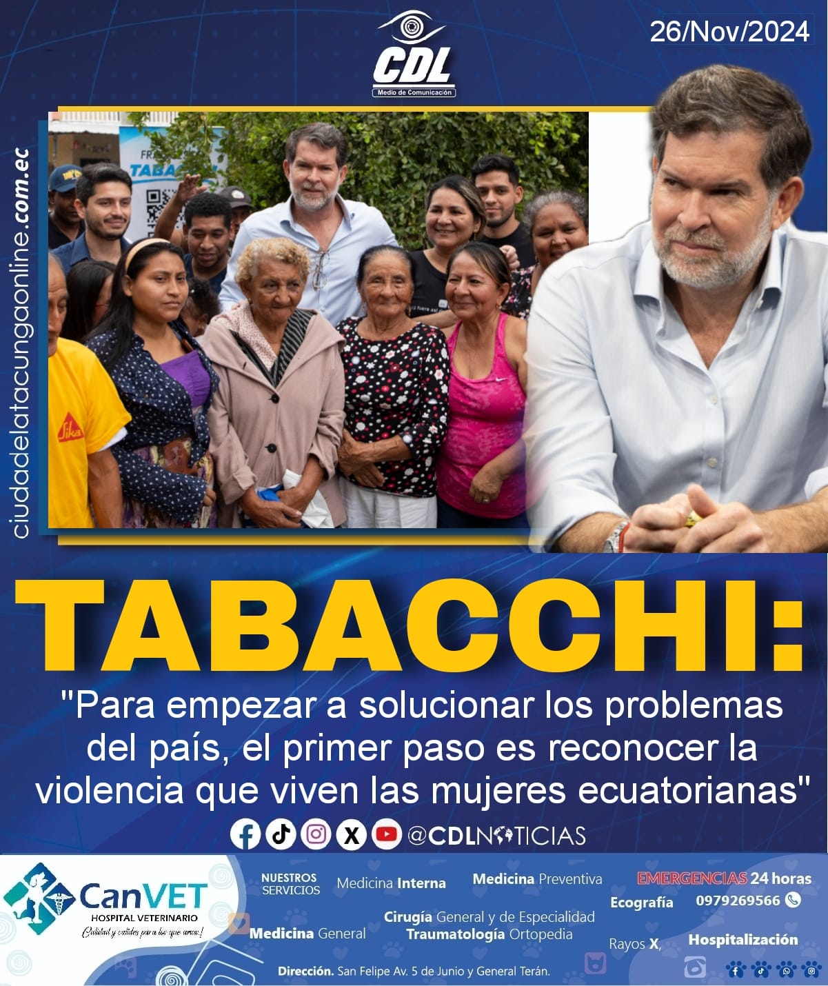 Tabacchi: «Para empezar a solucionar los problemas del país, el primer paso es reconocer la violencia que viven las mujeres ecuatorianas»