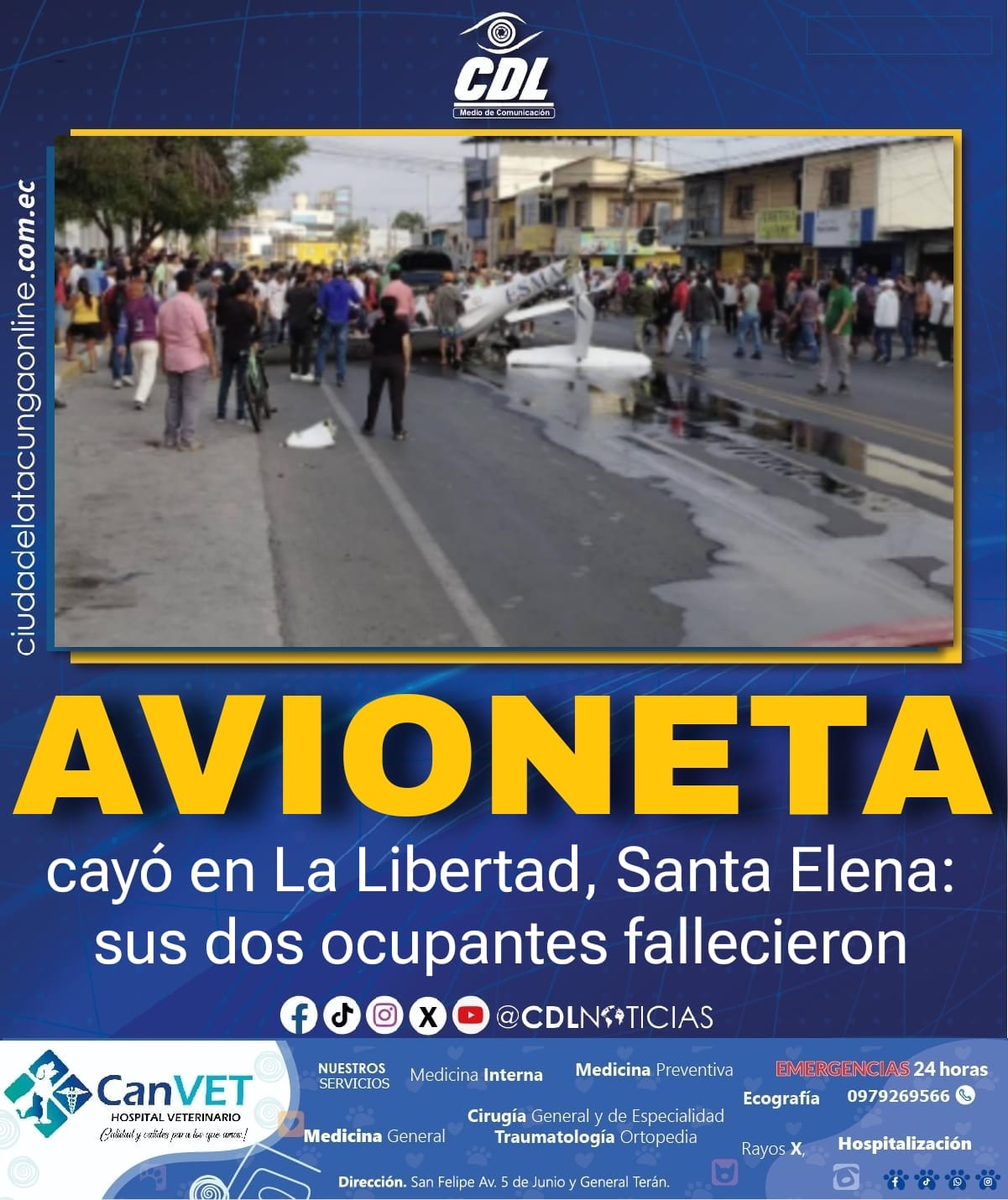 Avioneta cayó en La Libertad, Santa Elena: sus dos ocupantes fallecieron