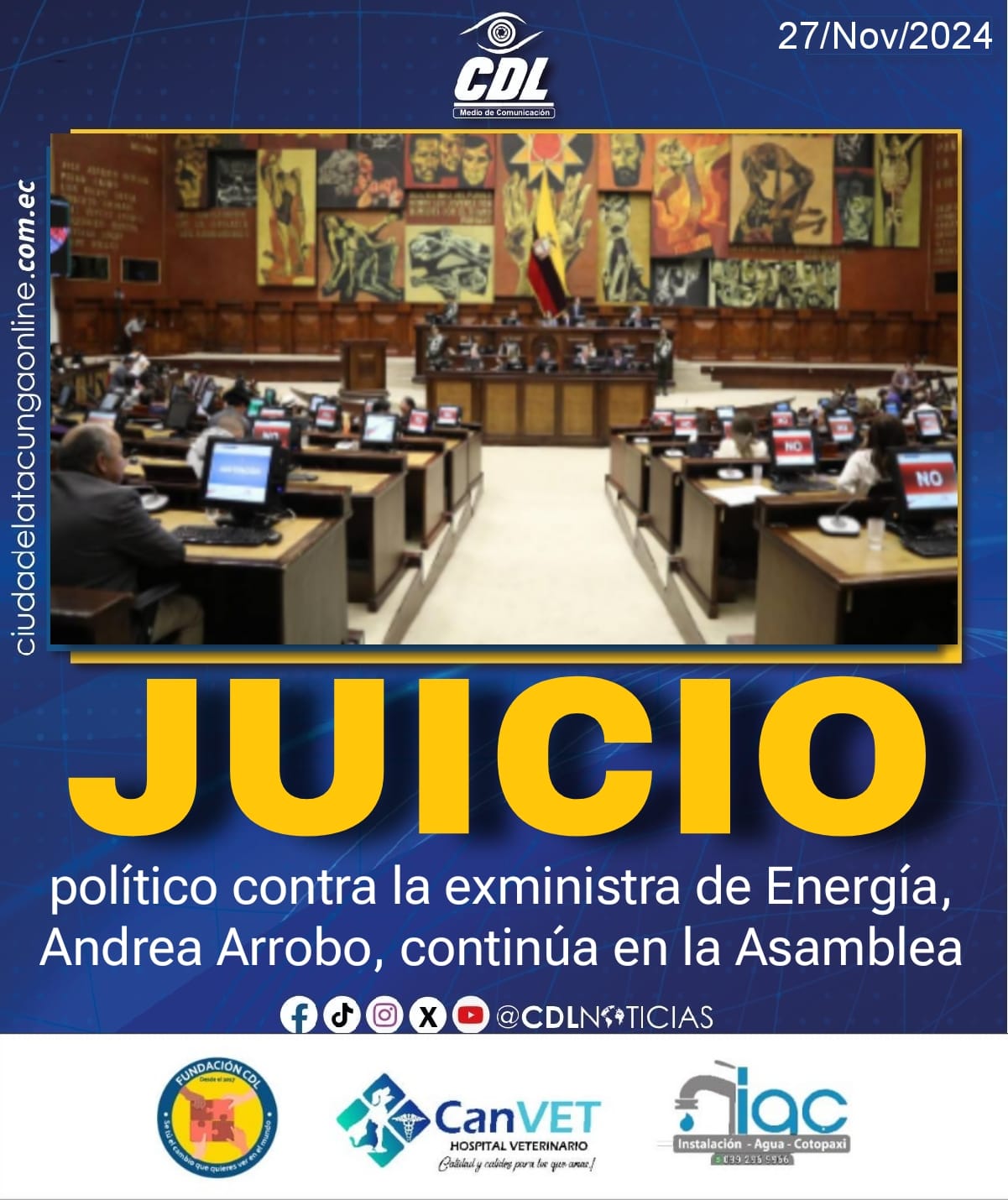 El juicio político contra la exministra de Energía, Andrea Arrobo, continúa en la Asamblea