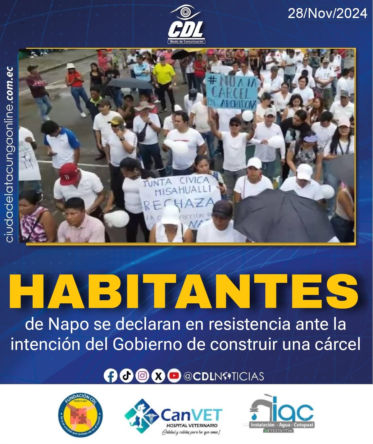 Los habitantes de Napo se declaran en resistencia ante la intención del Gobierno de construir una cárcel