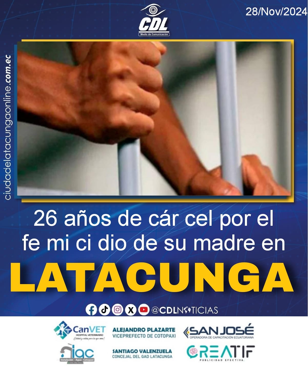 26 años de cár cel por el fe mi ci dio de su madre en Latacunga