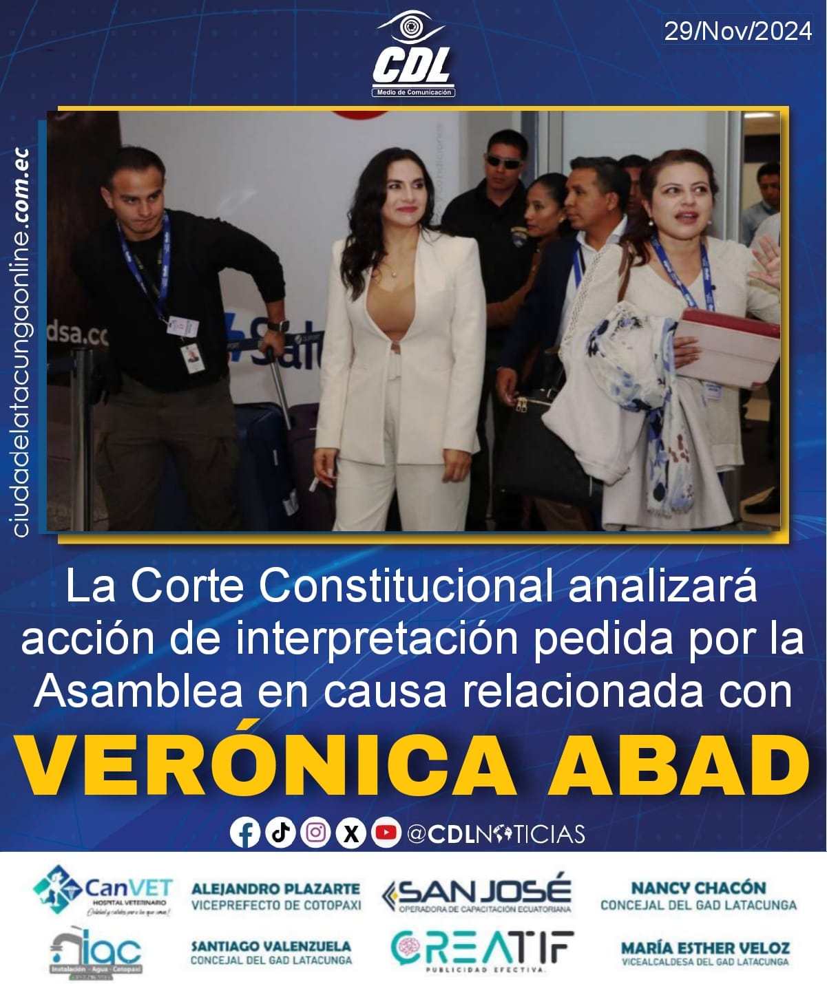 La Corte Constitucional analizará acción de interpretación pedida por la Asamblea en causa relacionada con Verónica Abad