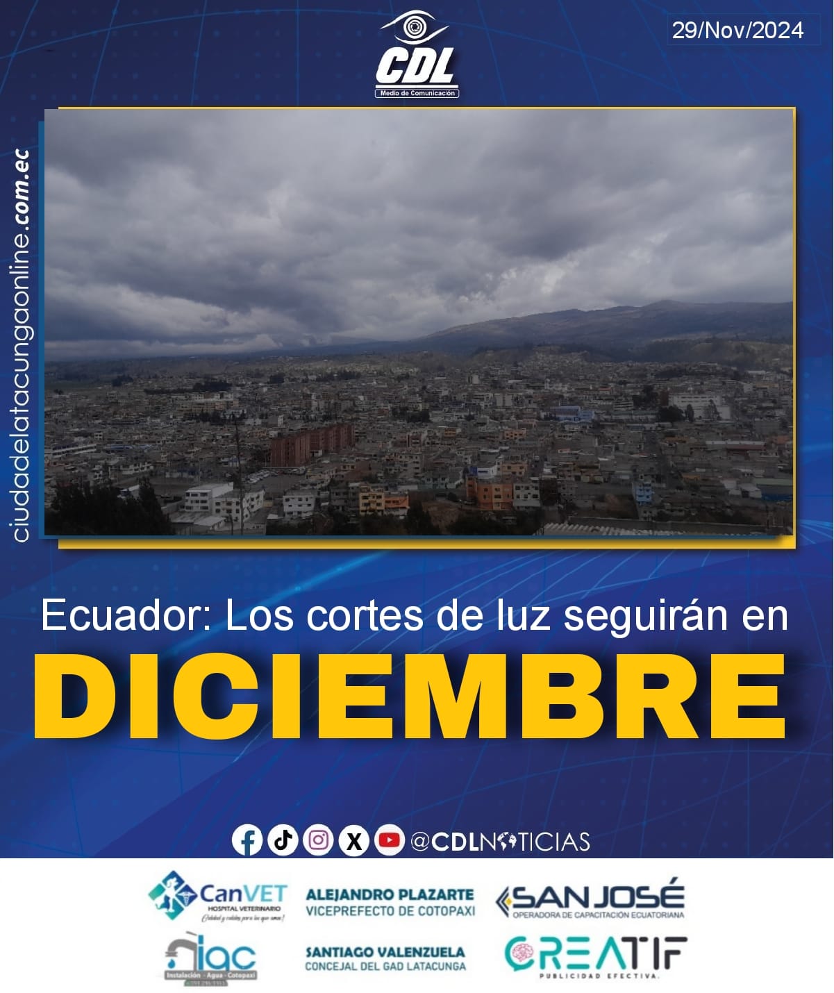 Ecuador: Los cortes de luz seguirán en diciembre