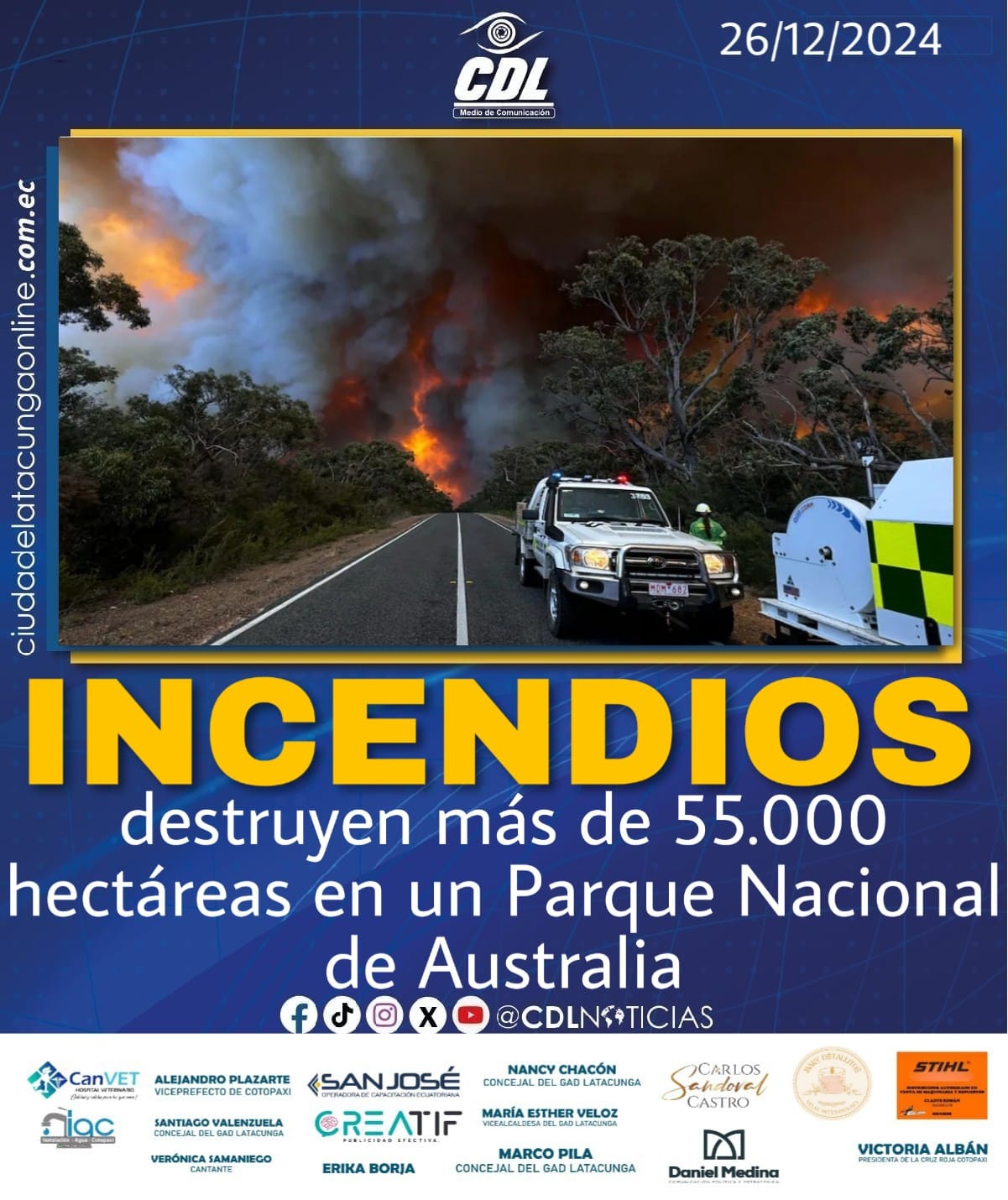 Incendios destruyen más de 55.000 hectáreas en un parque nacional de Australia