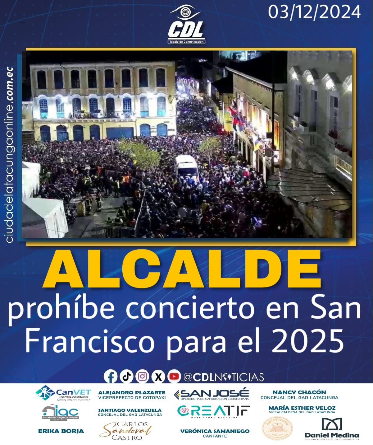 Alcalde prohíbe concierto en San Francisco para el 2025