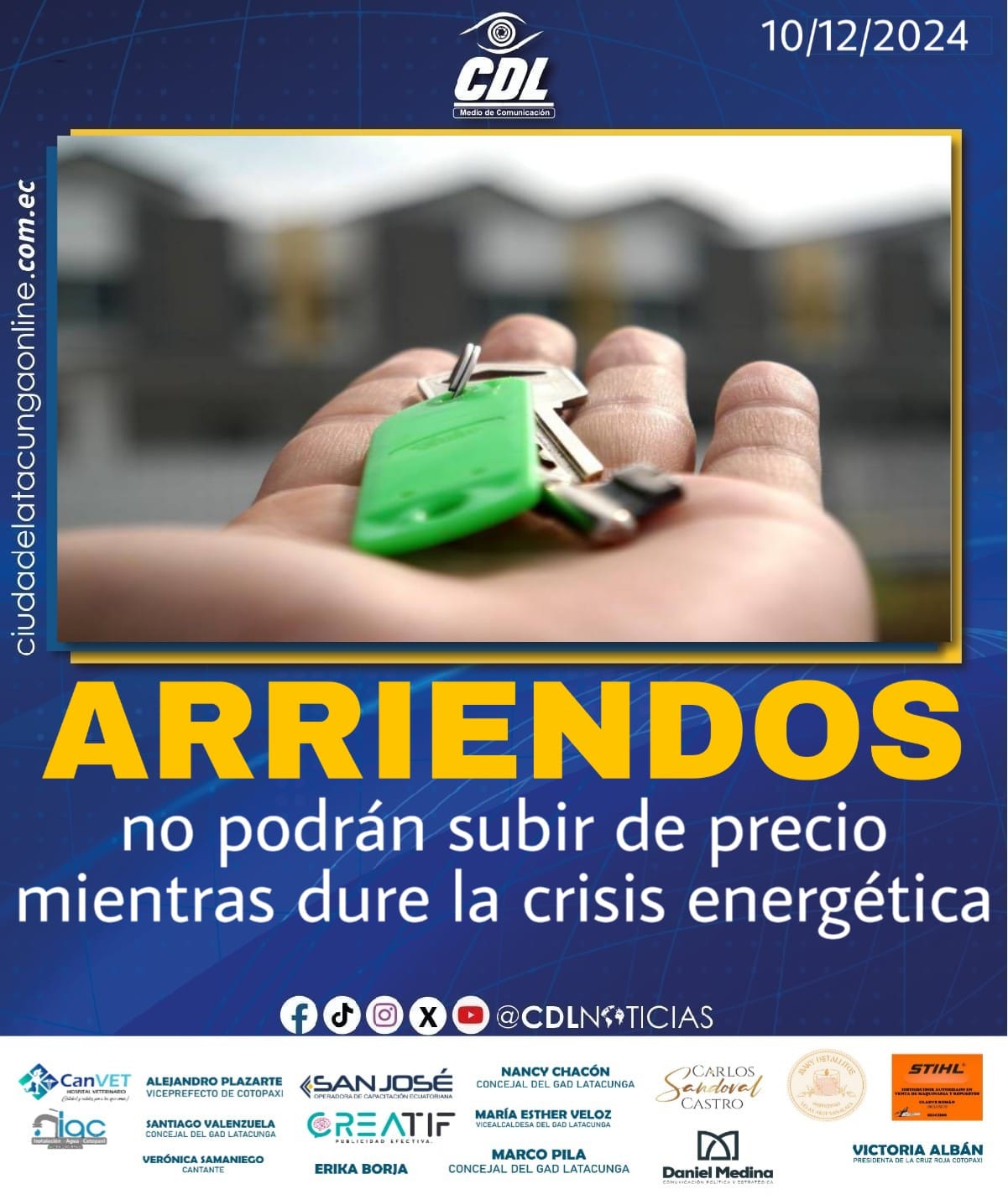 Arriendos no podrán subir de precio en Ecuador mientras dure la crisis eléctrica