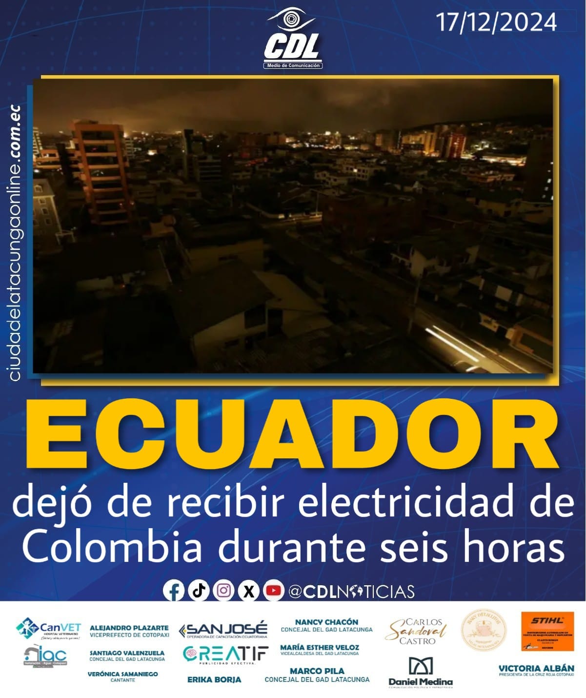 Crisis energética: Ecuador dejó de recibir electricidad de Colombia durante seis horas
