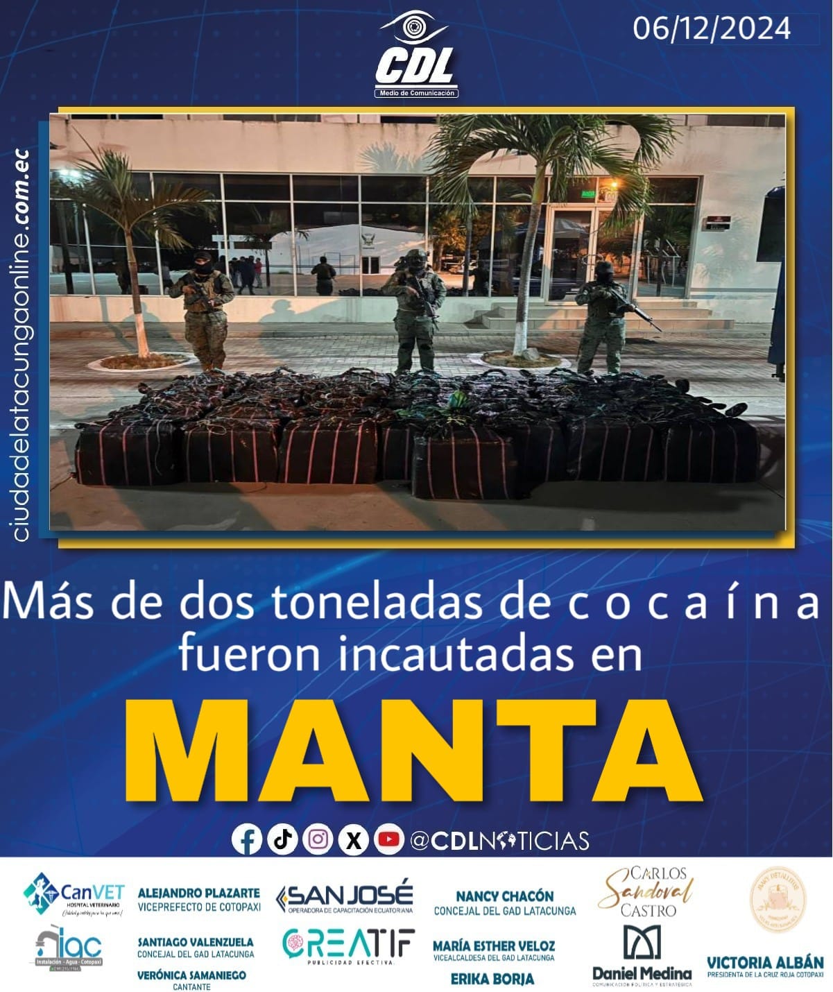 Más de dos toneladas de cocaína fueron incautadas en Manta