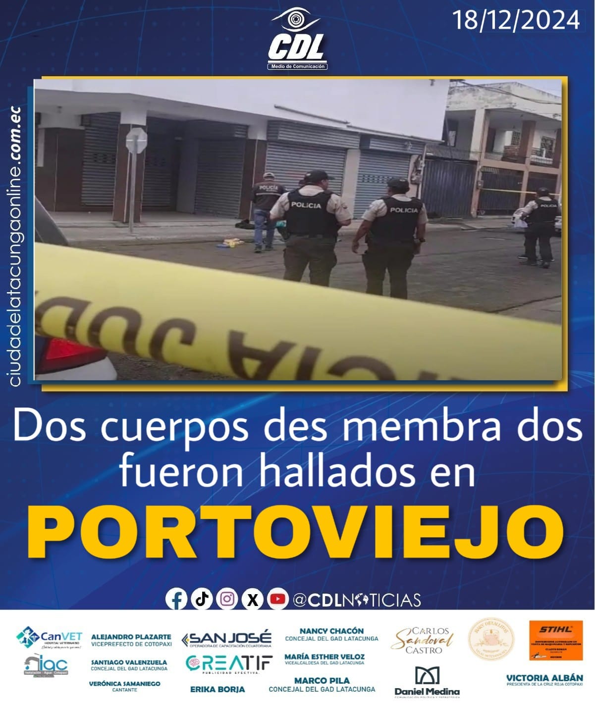 Dos cuerpos des membra dos fueron hallados en una mochila y fundas en Portoviejo