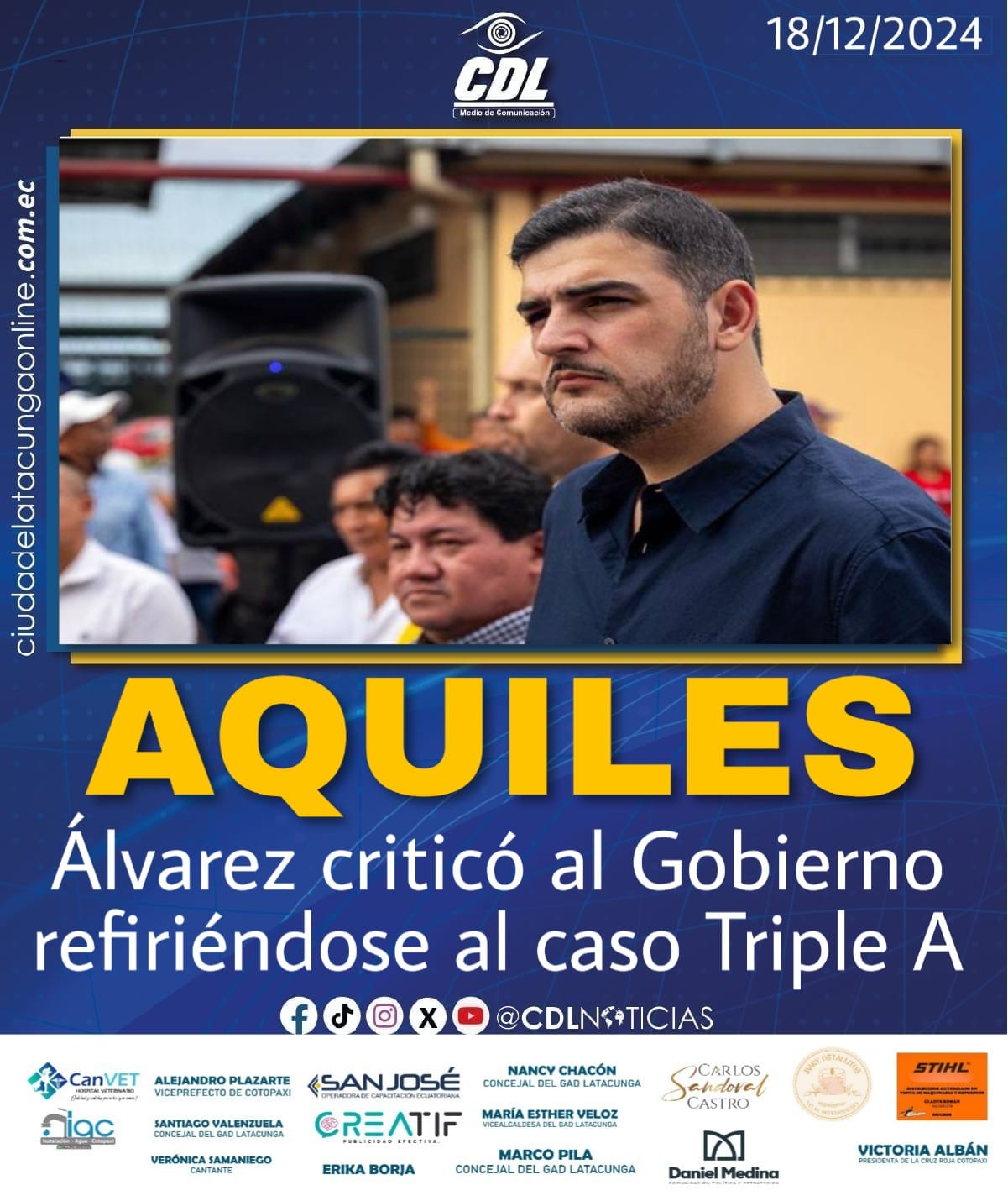 Aquiles Álvarez criticó al Gobierno, refiriéndose al caso Triple A y al ECU 911 durante enlace radial