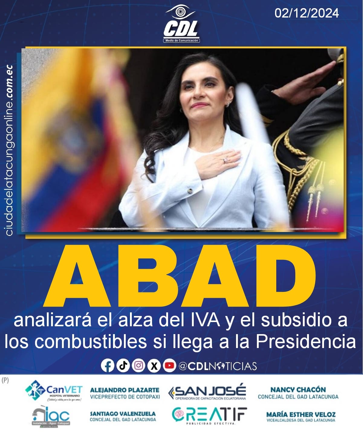 Verónica Abad analizará el alza del IVA y el subsidio a los combustibles si llega a la Presidencia