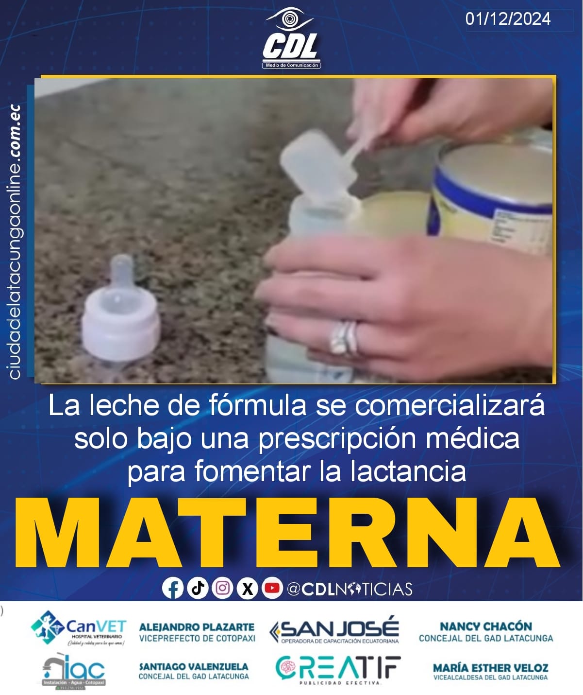 La leche de fórmula se comercializará solo bajo una prescripción médica para fomentar la lactancia materna