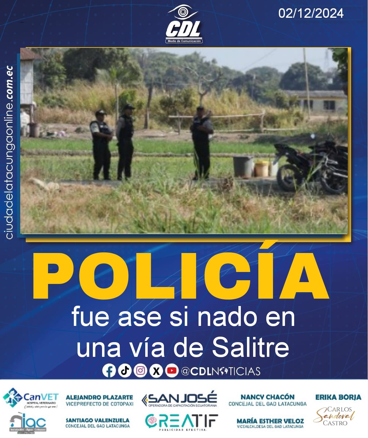 Guayas: Un policía fue ase si nado en una vía de Salitre