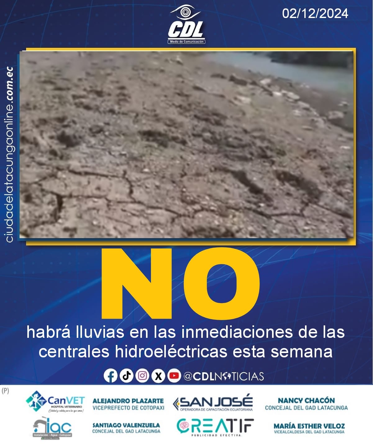 No habrá lluvias en las inmediaciones de las centrales hidroeléctricas esta semana