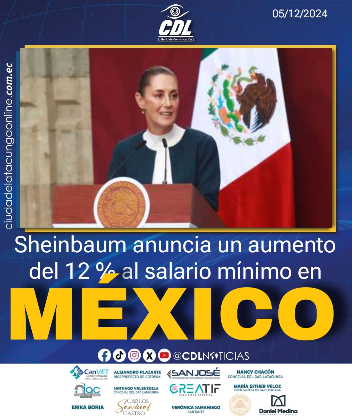 Sheinbaum anuncia un aumento del 12 % al salario mínimo en México