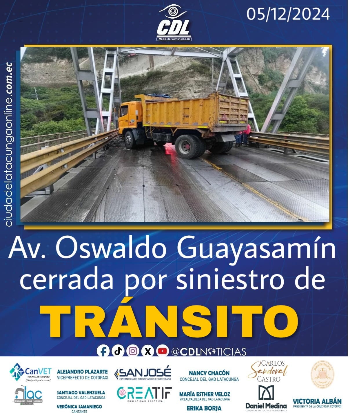 Av. Oswaldo Guayasamín cerrada por siniestro de tránsito