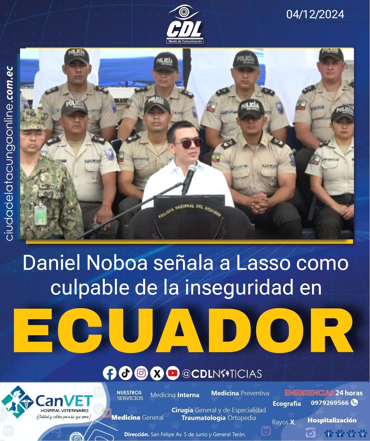 Daniel Noboa señala a Lasso como culpable de la inseguridad en Ecuador