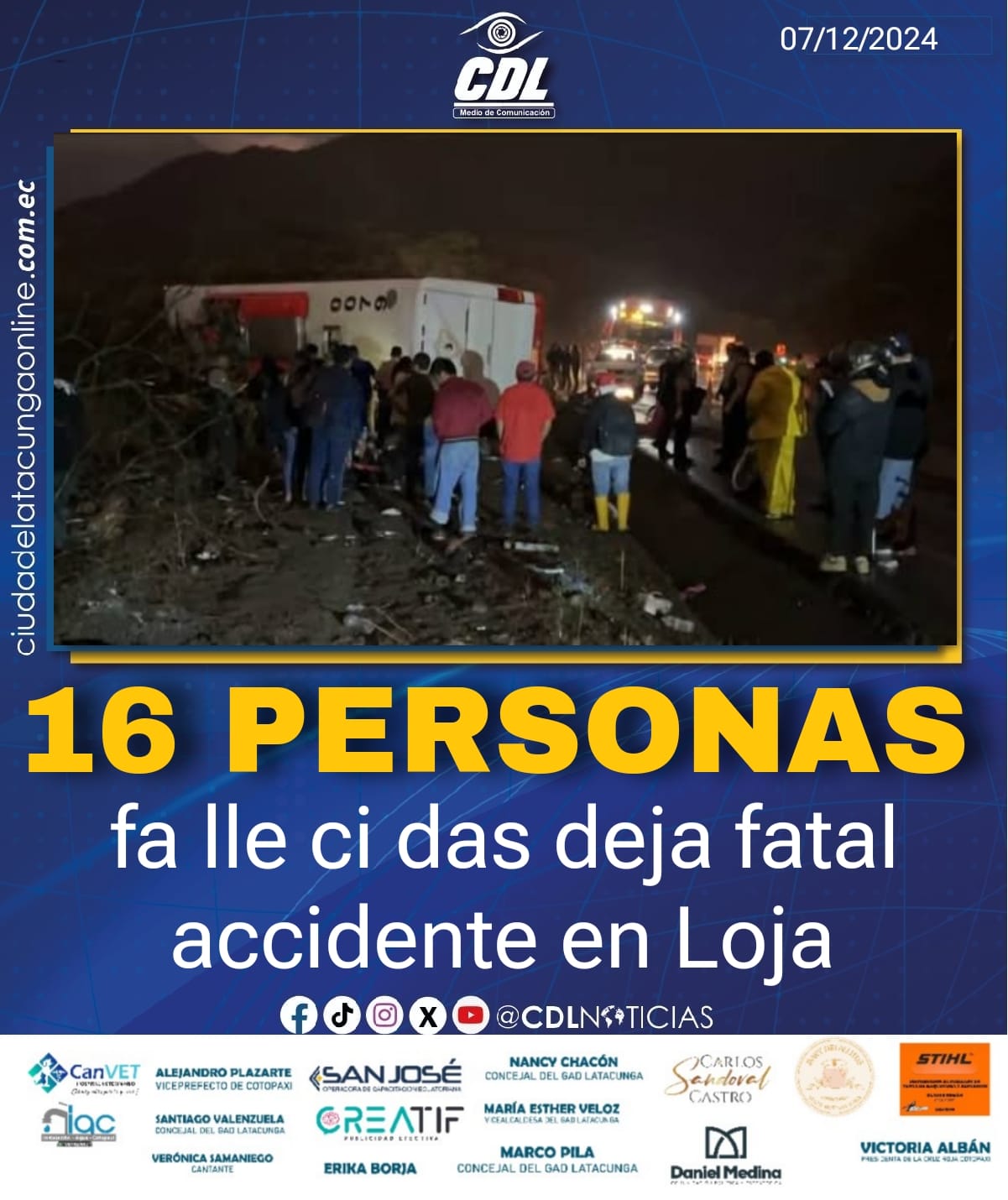 16 personas fa lle ci das deja fatal accidente en Loja
