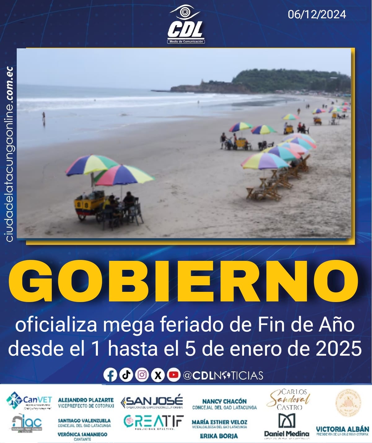 Gobierno oficializa mega feriado de Fin de Año desde el 1 hasta el 5 de enero de 2025