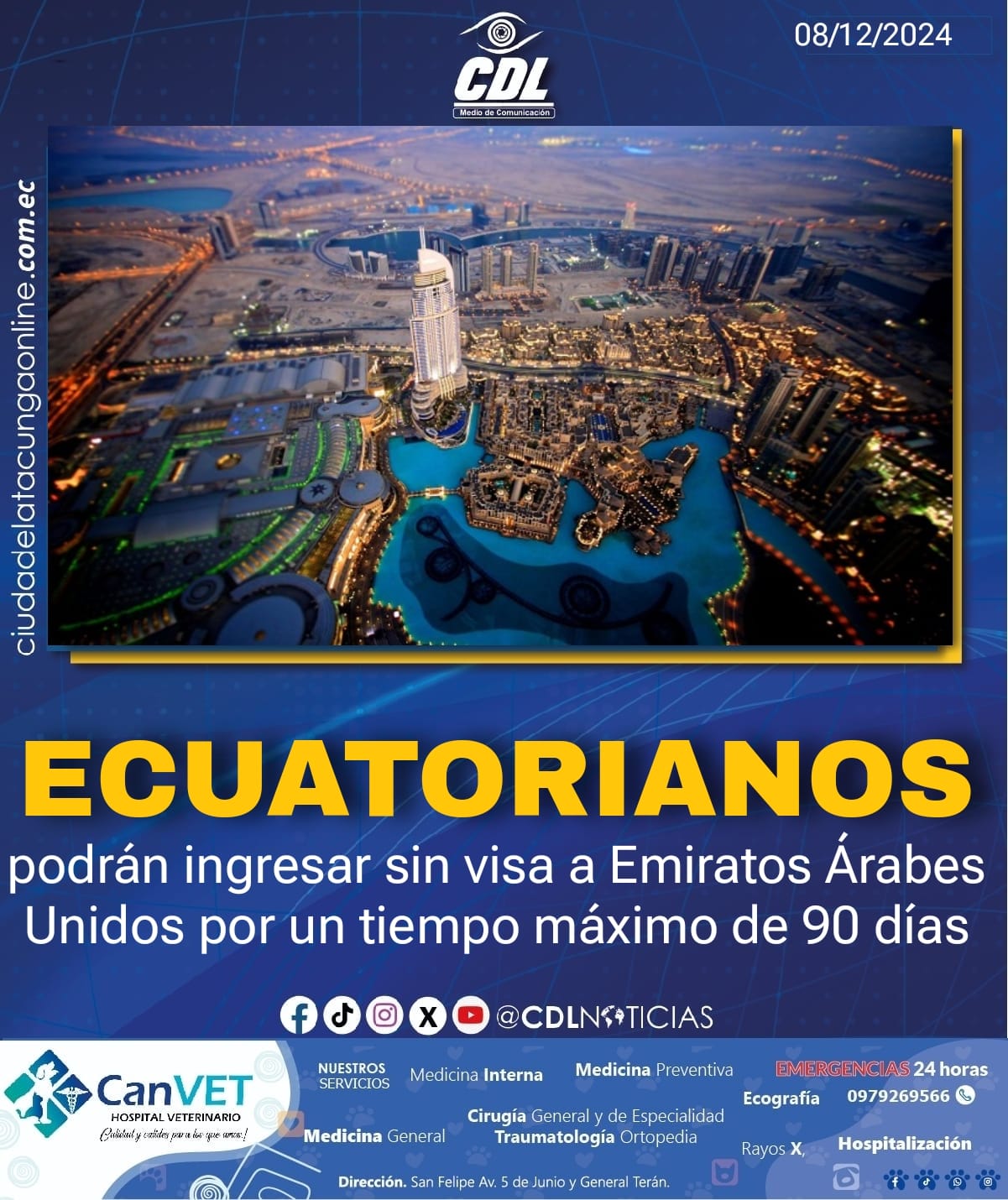 Ecuatorianos podrán ingresar sin visa a Emiratos Árabes Unidos por un tiempo máximo de 90 días