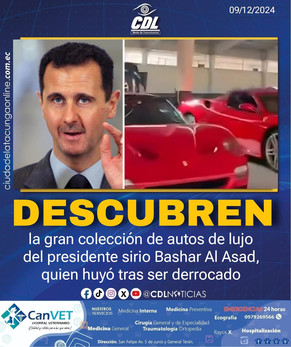Descubren la gran colección de autos de lujo del presidente sirio Bashar Al Asad, quien huyó tras ser derrocado