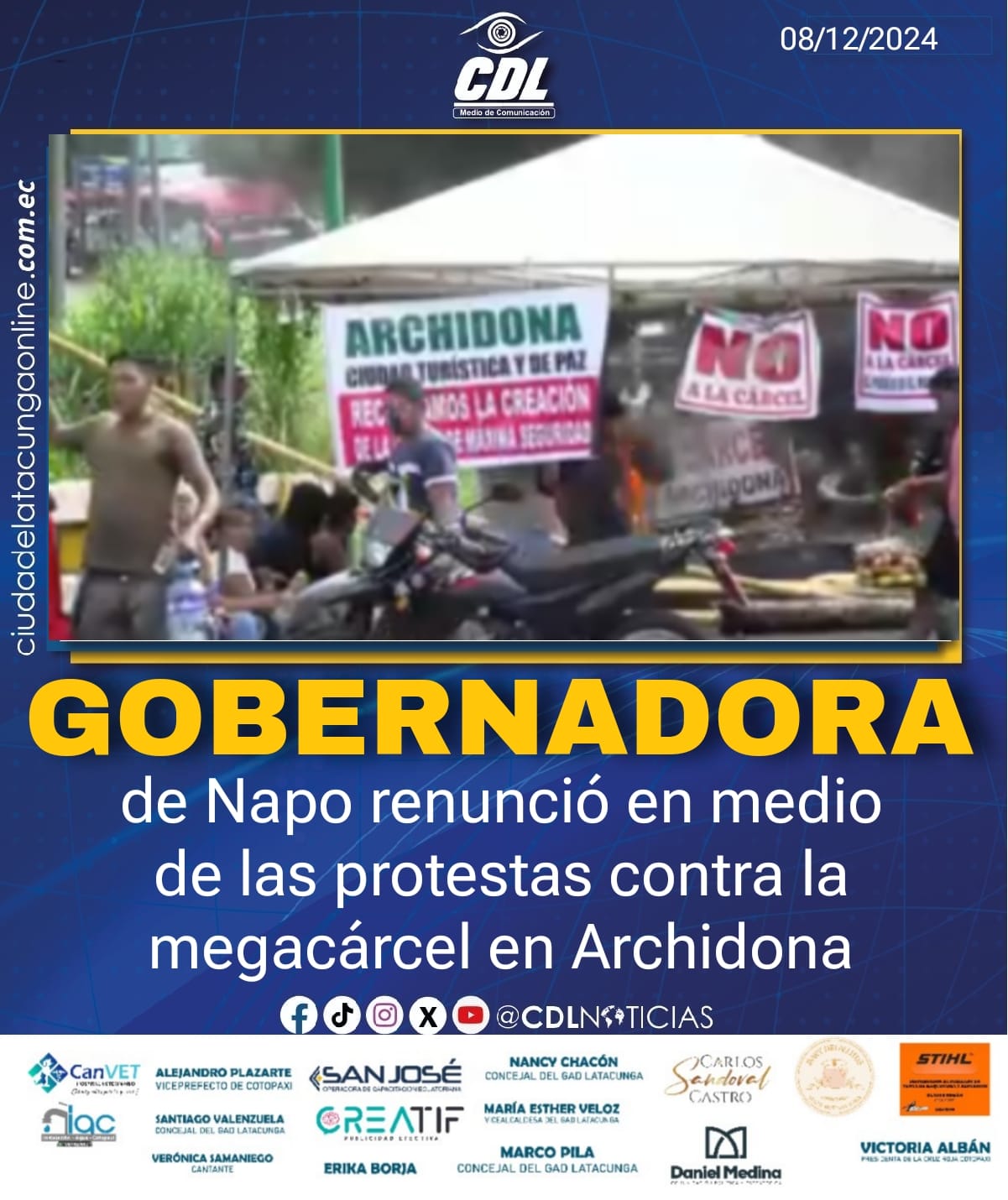 La Gobernadora de Napo renunció en medio de las protestas contra la megacárcel en Archidona