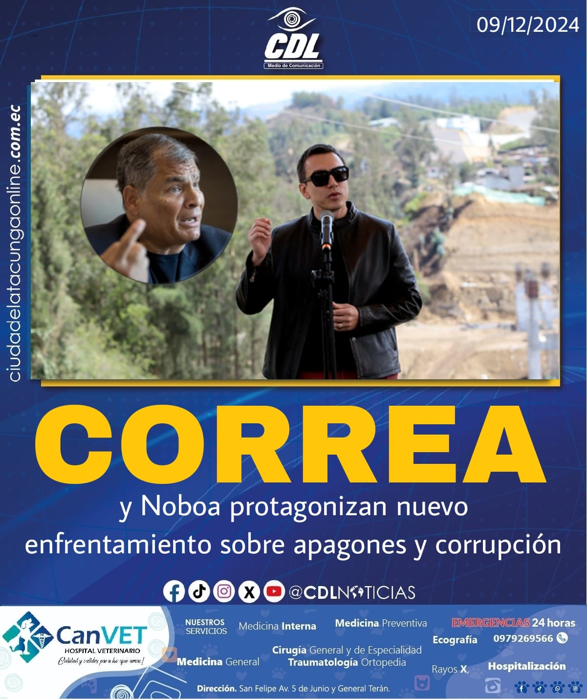 Daniel Noboa y Rafael Correa protagonizan un nuevo enfrentamiento sobre apagones y corrupción