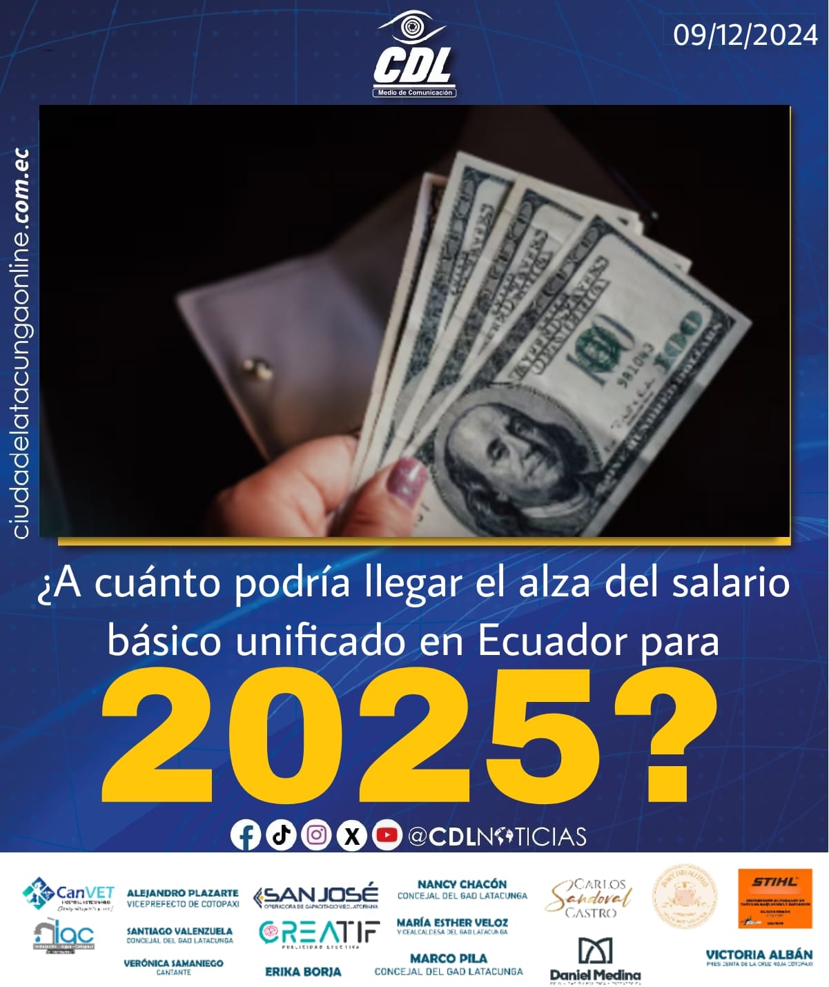 ¿A cuánto podría llegar el alza del salario básico unificado en Ecuador para 2025?