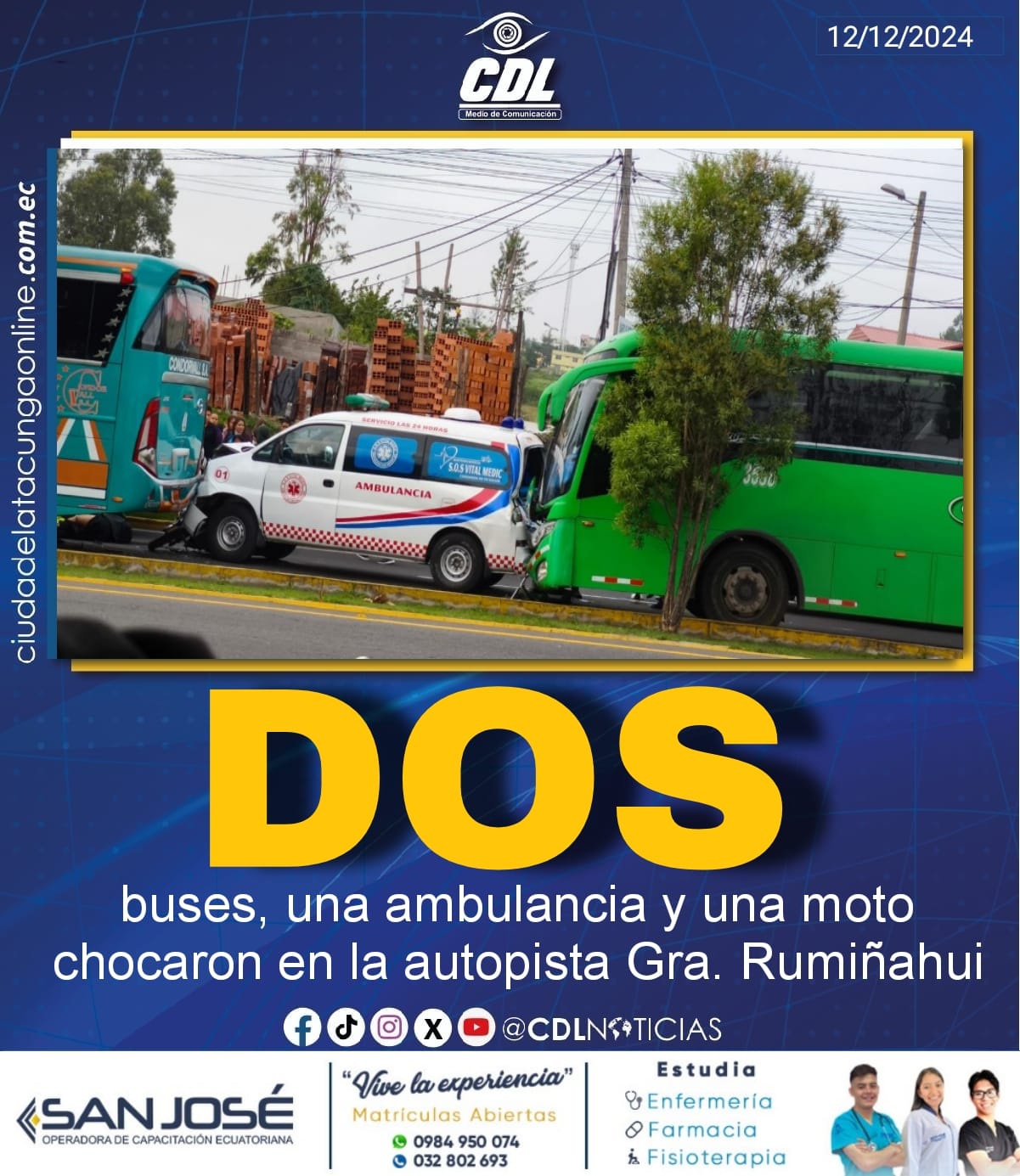 Dos carriles de la autopista Gral. Rumiñahui se cerraron temporalmente por un choque