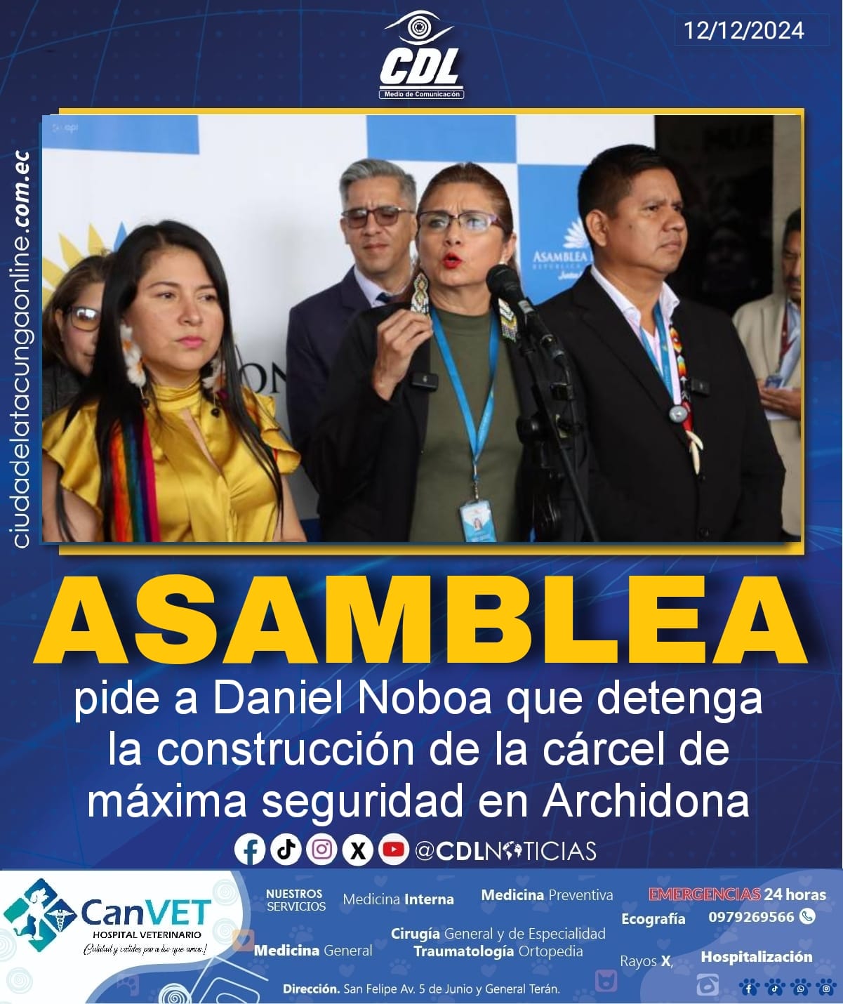 Asamblea pide a Daniel Noboa que detenga la construcción de la cárcel de máxima seguridad en Archidona