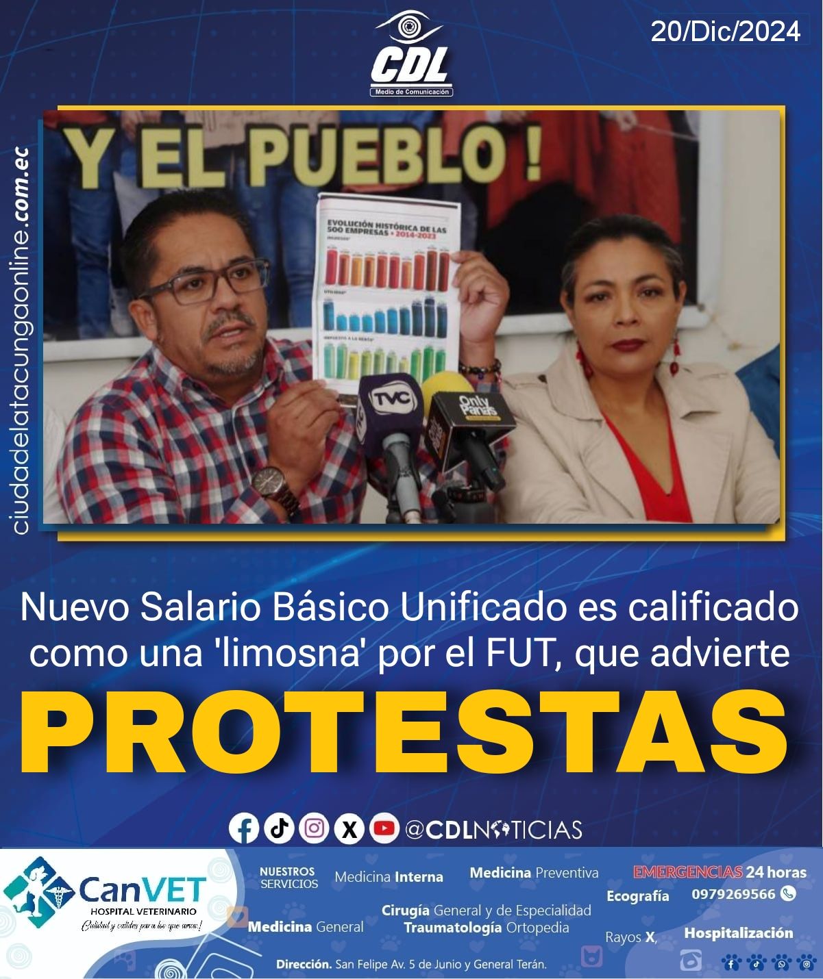Nuevo Salario Básico Unificado es calificado como una ‘limosna’ por el FUT, que advierte protestas en 2025