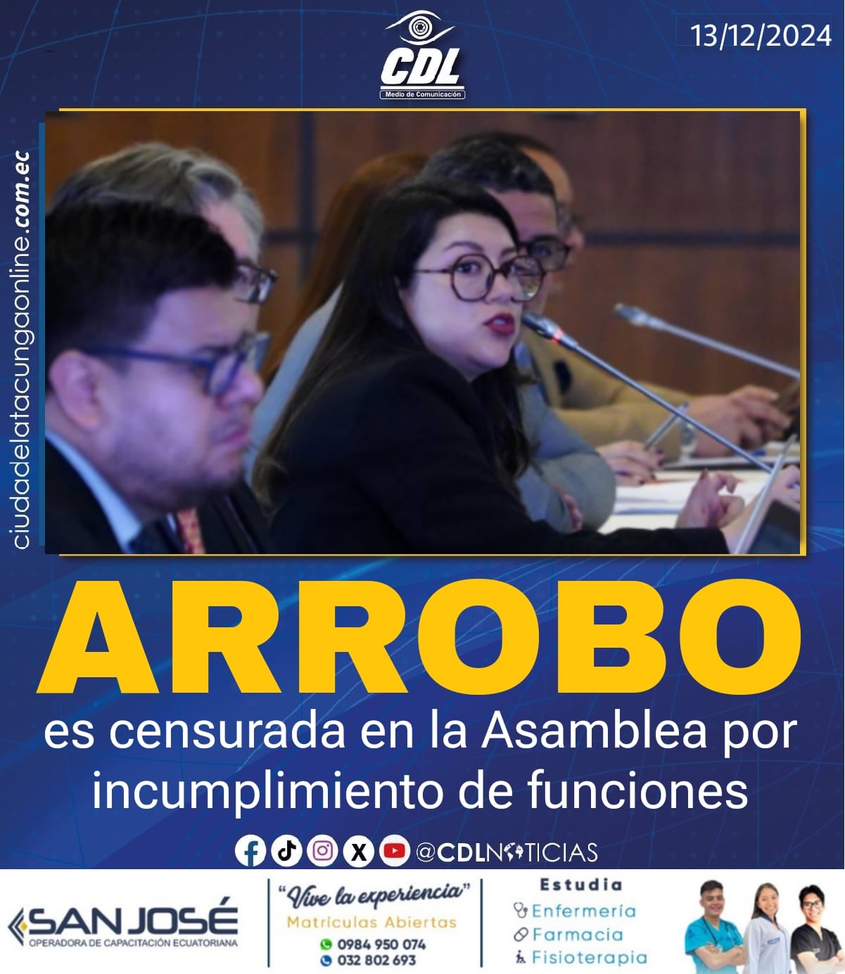 Andrea Arrobo es censurada en la Asamblea por incumplimiento de funciones