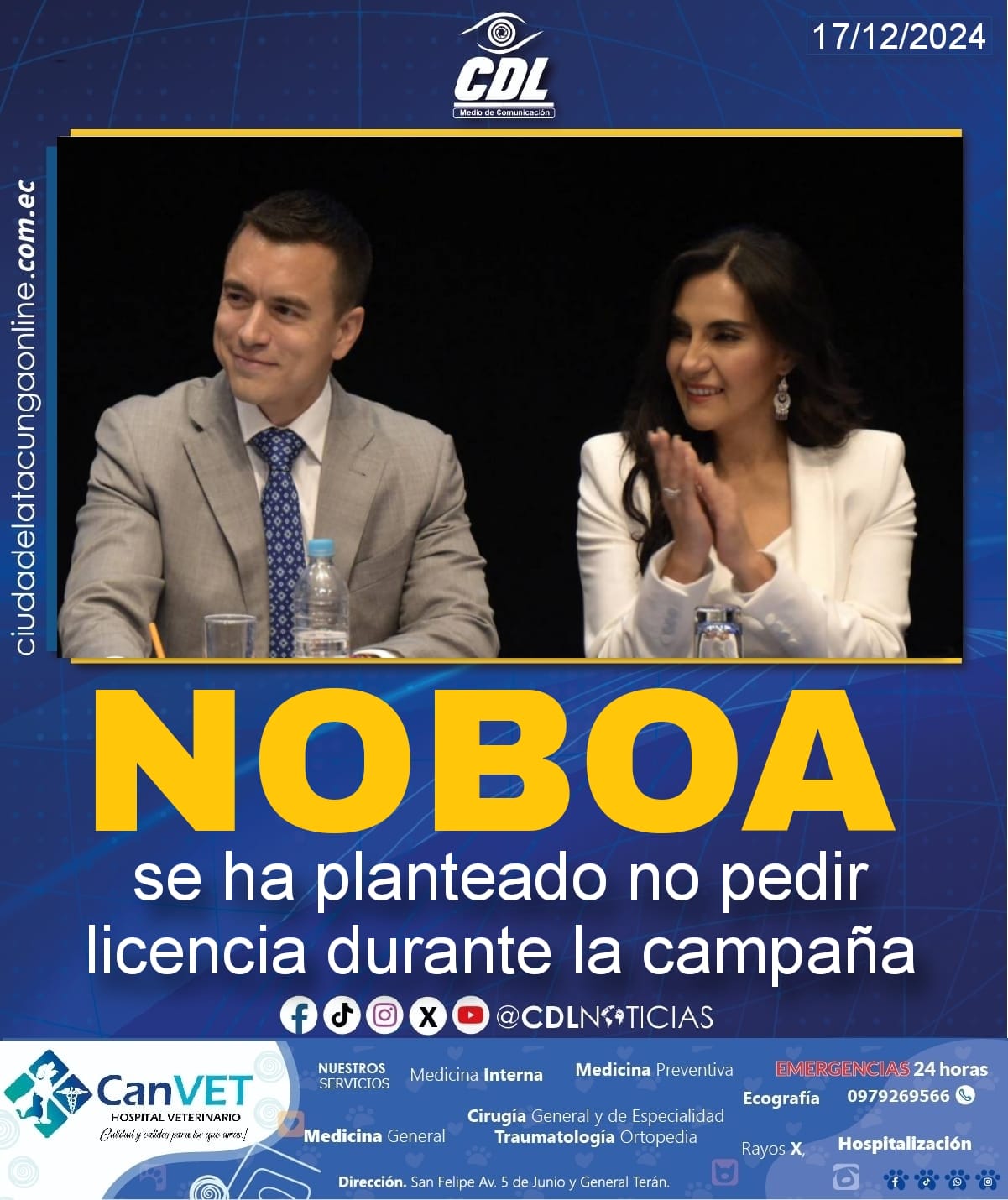 Noboa se ha planteado no pedir licencia durante la campaña